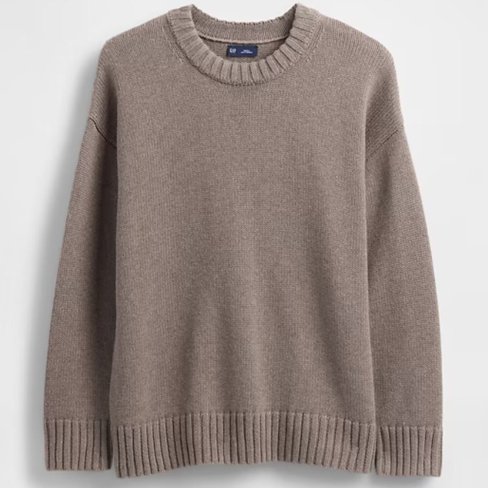 GAP Womens 100% Cotton Oversized Sweater Toasted Almond Brown XXS NWOT